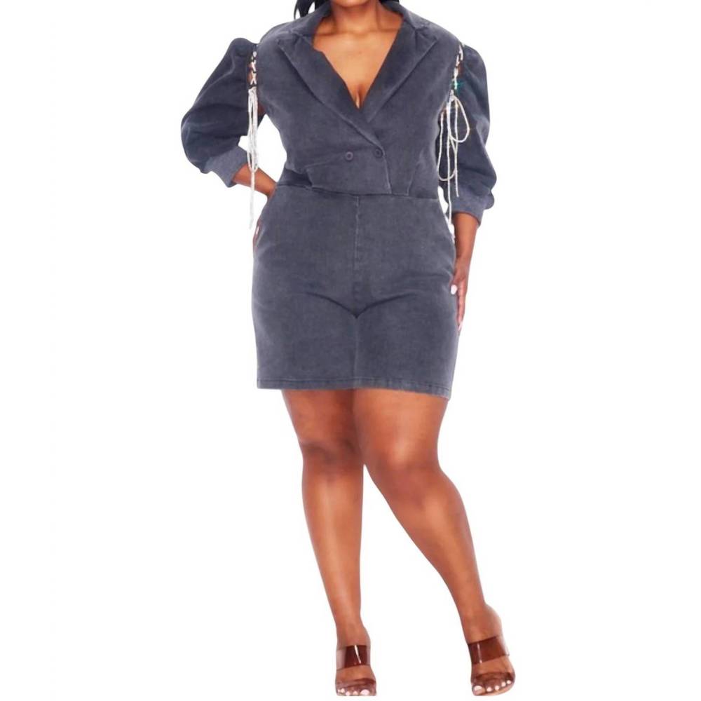 NEW ILLORD stretch denim romper in black